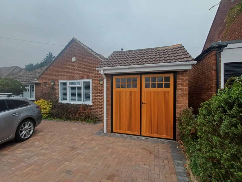 Light oak timber garage door